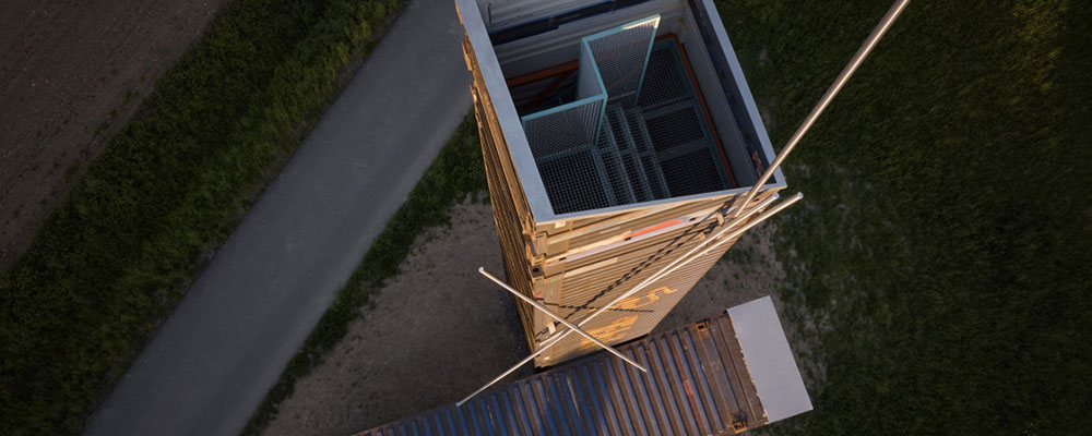 A Watchtower from Reused Shipping Containers Overlooks the Czech Landscape