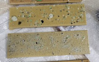 Glazed Ceramic Strips with Recycled Glass Finish