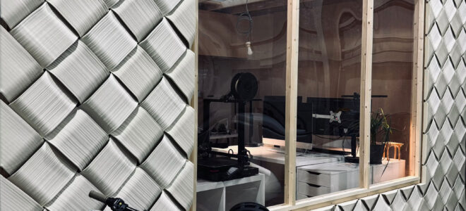 Large-Scale 3D Printed Wall Covering Incorporating Recycled Eggshells