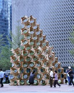 Located at Bay Area Book City in Shenzhen, Astral Ascent by Zhe Wai Yue Fei Architecture Studio is a site-specific installation that combines traditional timber joinery with contemporary design methods. The project uses wood-based panels and applies mortise-and-tenon principles within a modular system.

The installation examines the relationship between geometry, structural logic and spatial perception. Instead of representing natural forms, it focuses on how structures are assembled. Repetition of star-shaped modules forms the basis of the spatial composition.

Read more at MaterialDistrict.com

#MaterialInspiration #Materials #Wood #Geometry #Architecture #ModularDesign