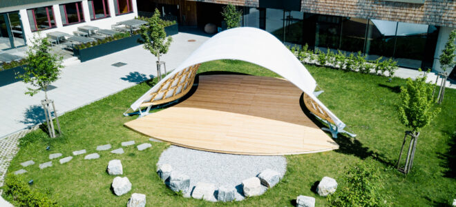 FLEXGrid Pavilion Demonstrates Transformable Timber Structures From 2D to 3D