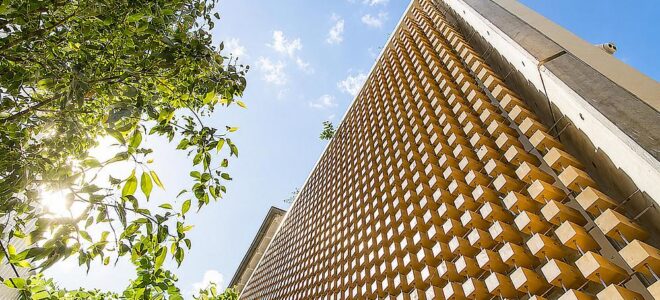 Modular Timber Façade Uses Variation To Shape Light And Shadow